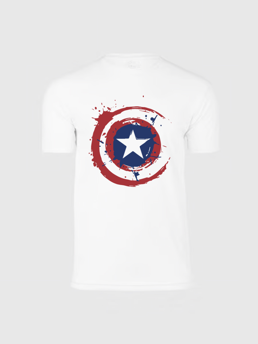 Men's Casual Captain America Printed Round Neck Short Sleeve T-Shirt