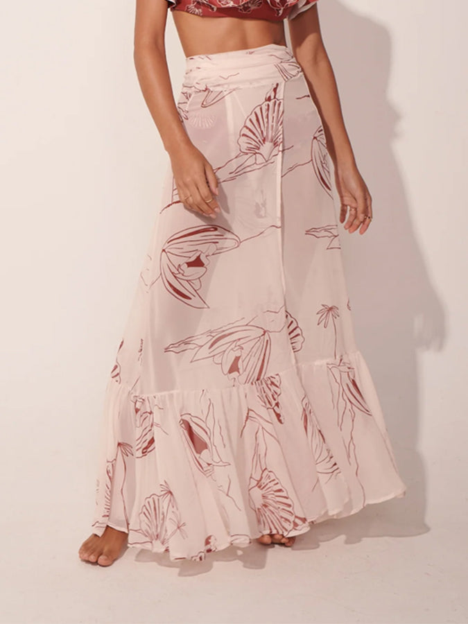Printed One-Piece Swimsuit And Beach Kimono