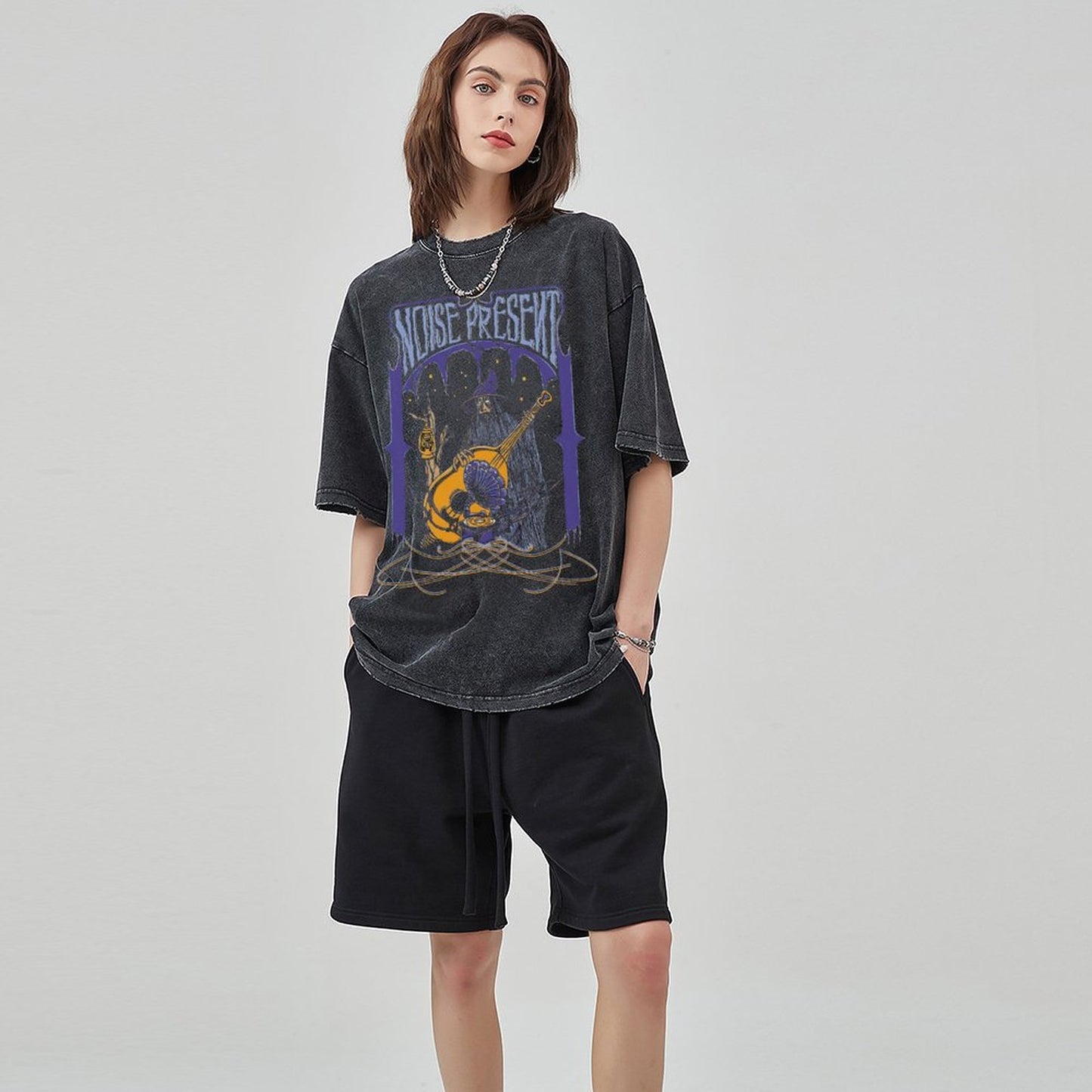 Unisex Vintage Solid Wash Denim T-Shirts