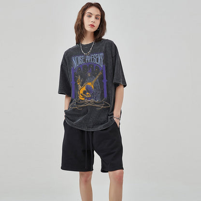 Unisex Vintage Solid Wash Denim T-Shirts
