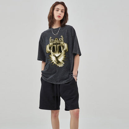 Unisex Vintage Solid Wash T-Shirts 2305103962
