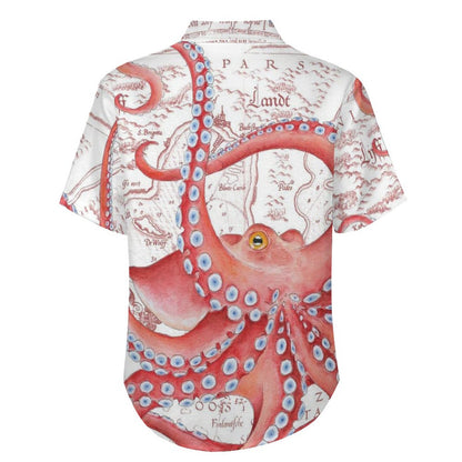 Men's Octopus Painted Art Print Vacation Hawaiian Shirt 2305106291