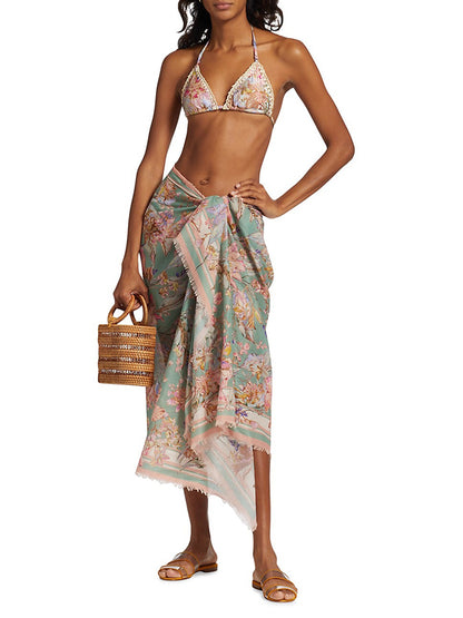 Floral Print One Piece Bikini and Cover Up