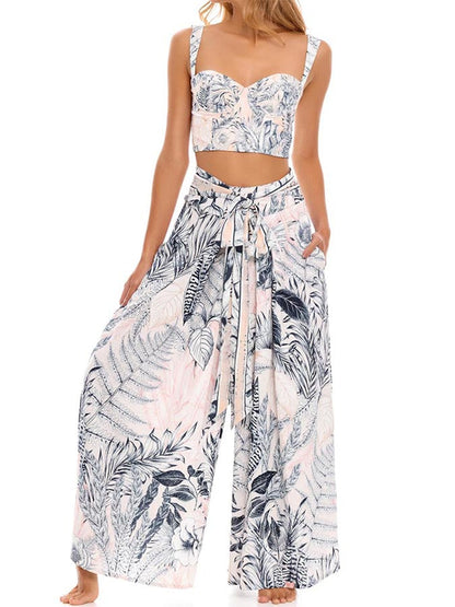 Printed Tank Top Beach Shorts Set
