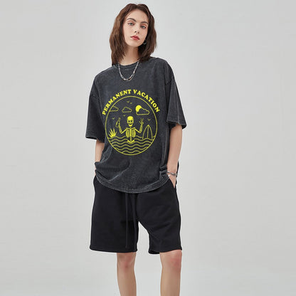 Unisex Vintage Solid Wash T-Shirts 2305101596
