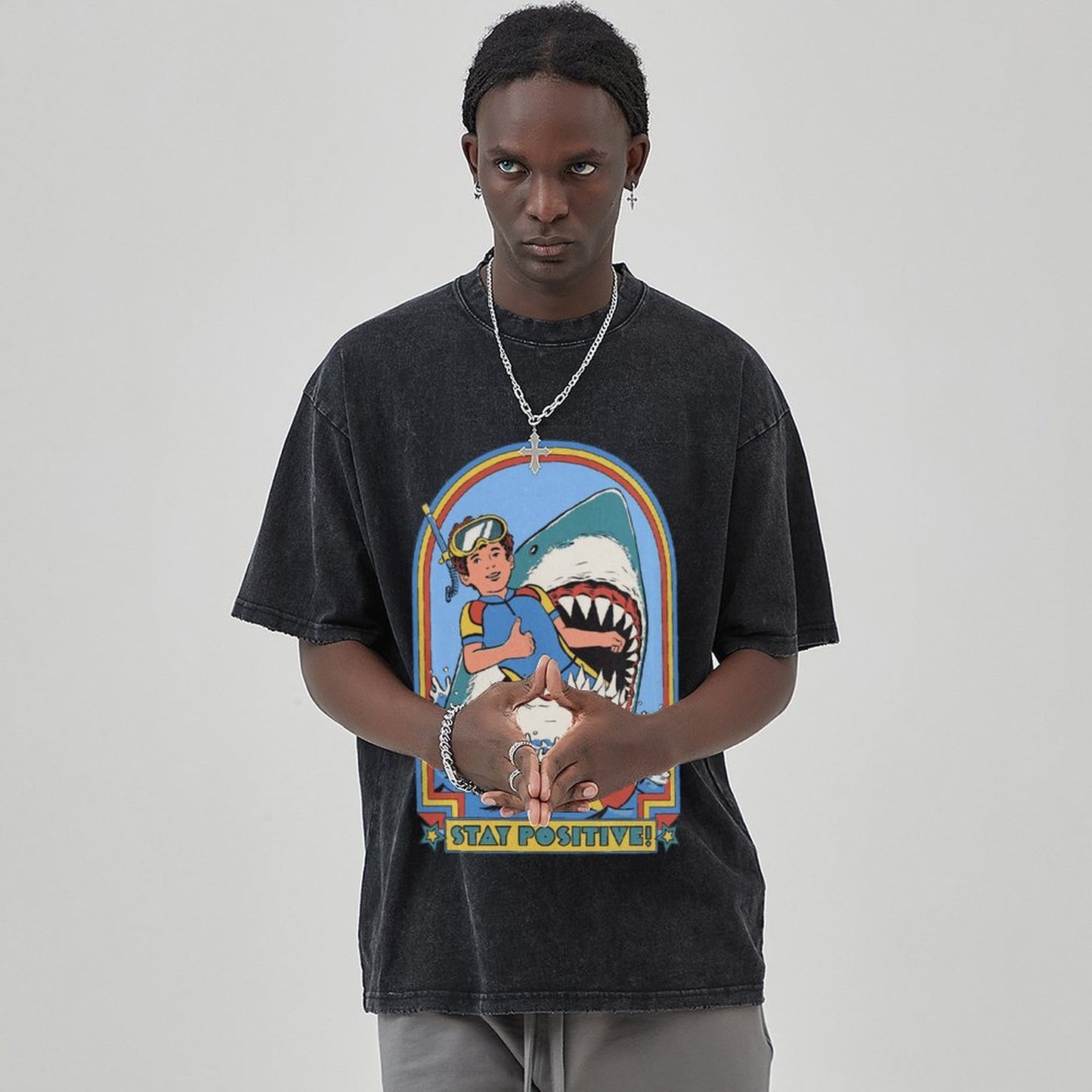 Unisex Vintage Solid Wash Denim T-Shirts 2306101203