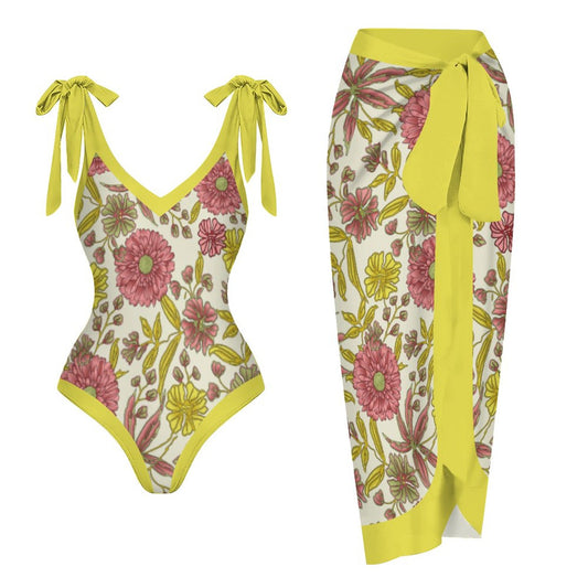 Casual Printed One-Piece Swimsuit And Cover Up 2305102407