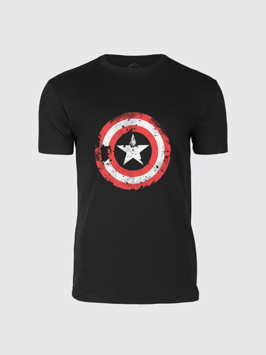 Men's Casual Captain America Printed Round Neck Short Sleeve T-Shirt