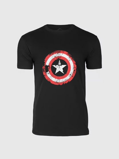 Men's Casual Captain America Printed Round Neck Short Sleeve T-Shirt