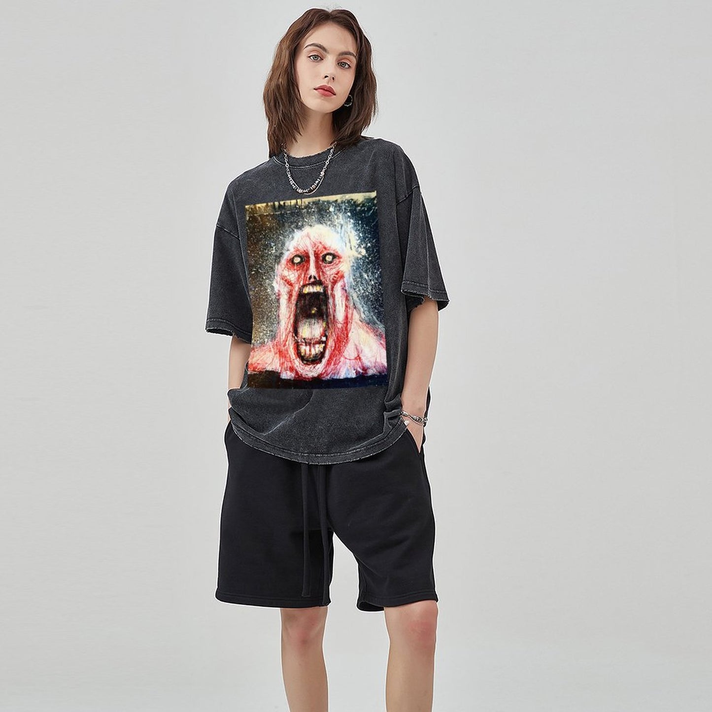 Unisex Vintage Solid Wash T-Shirts 2305104076