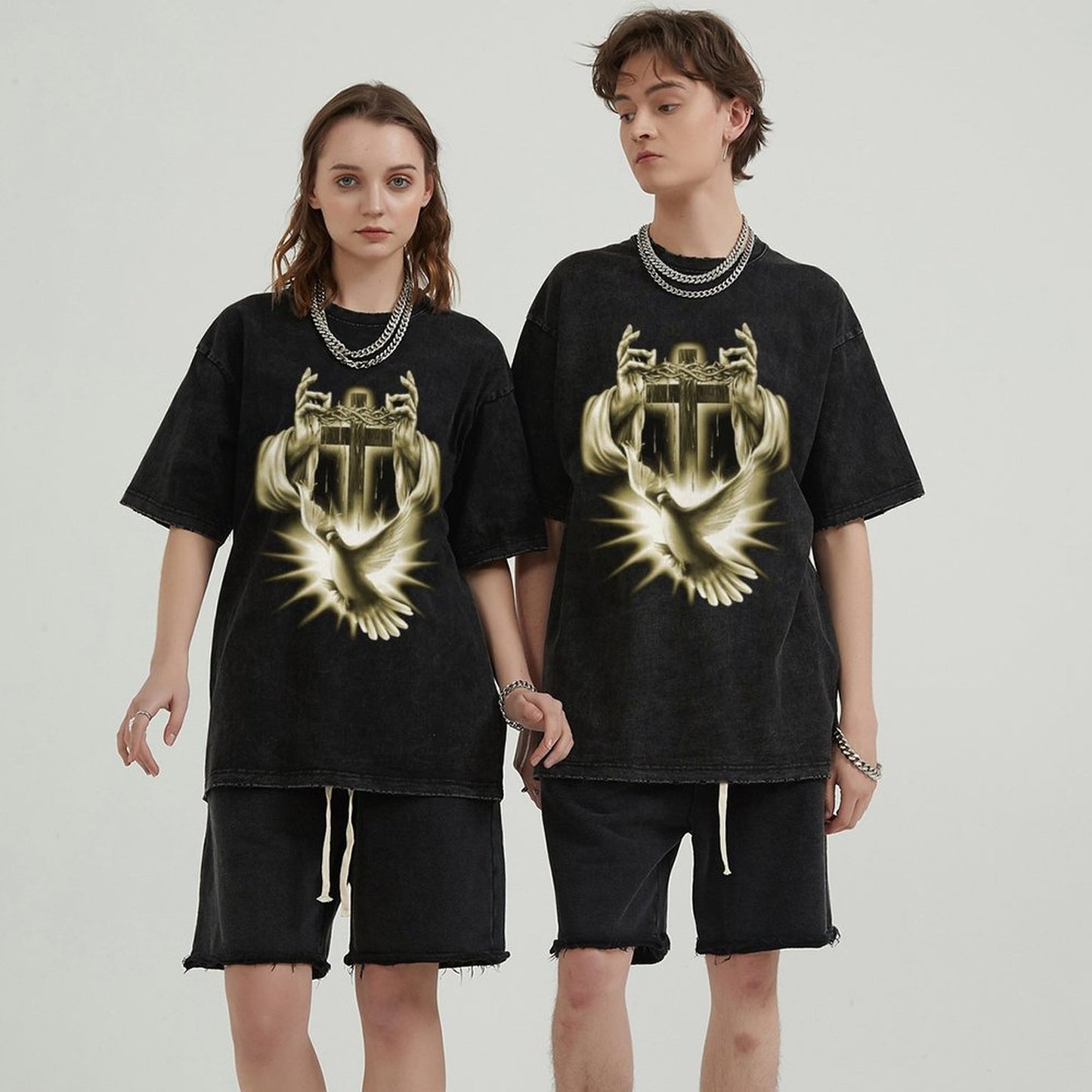 Unisex Vintage Solid Wash T-Shirts 2305103962