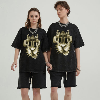 Unisex Vintage Solid Wash T-Shirts 2305103962