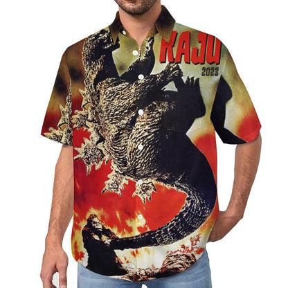 Men's Cotton Monster Print Vacation Hawaiian Shirt 2306101230