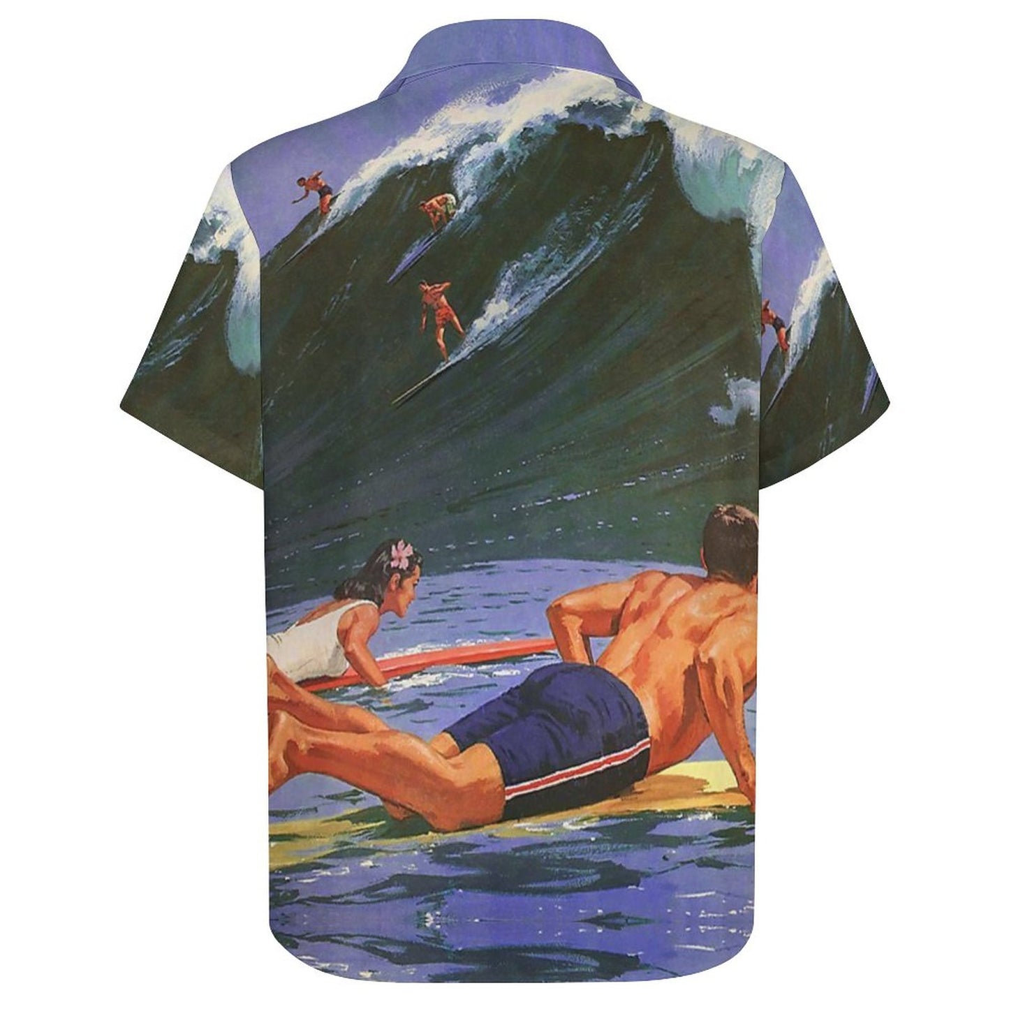 Men's Surf Print Casual Short Sleeve Shirt 2306102365