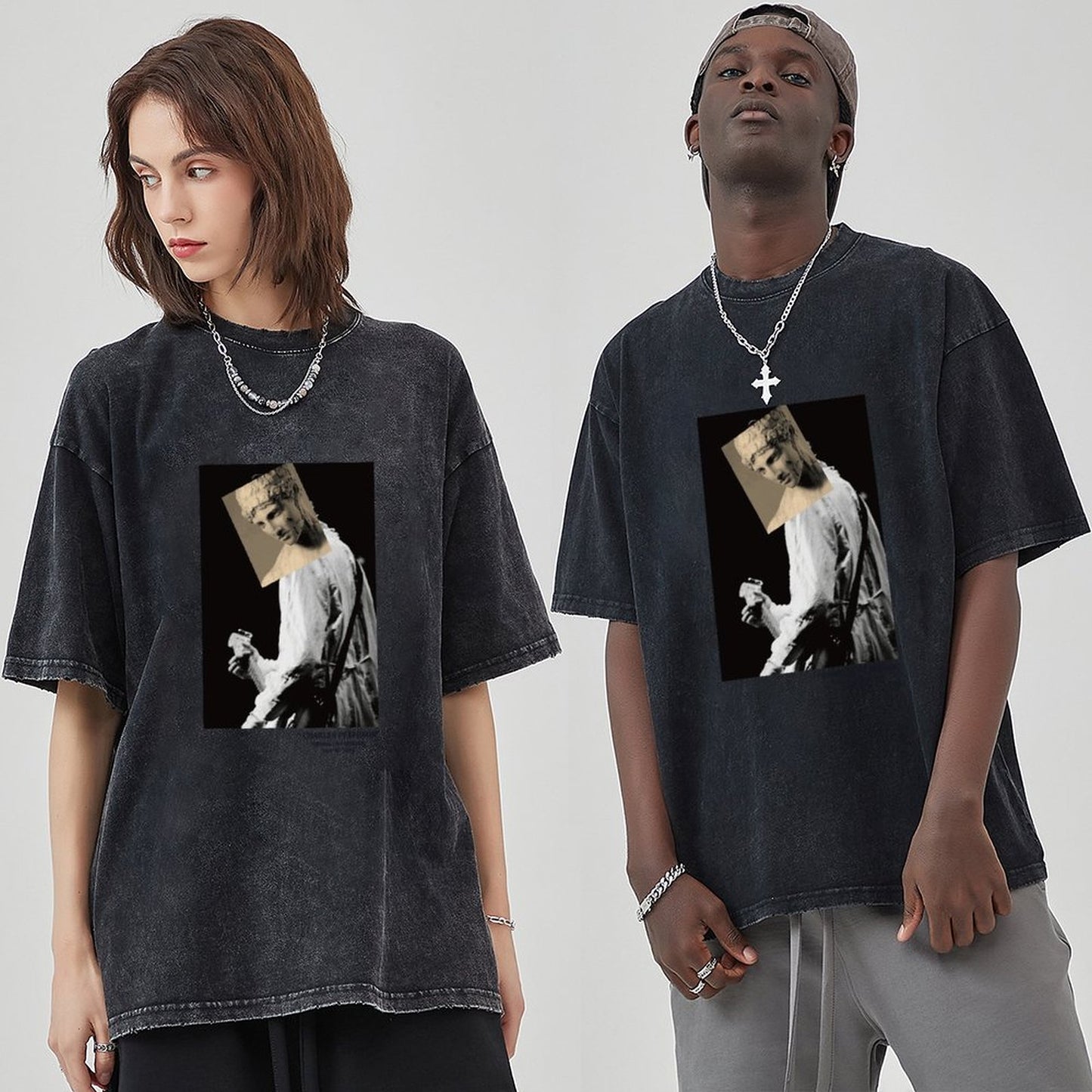 Unisex Vintage Solid Wash T-Shirts 2305102852