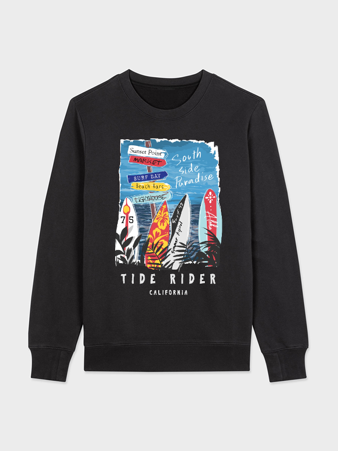 Unisex Round Neck Casual Tide Rider Printed Long Sleeve Sweatshirt