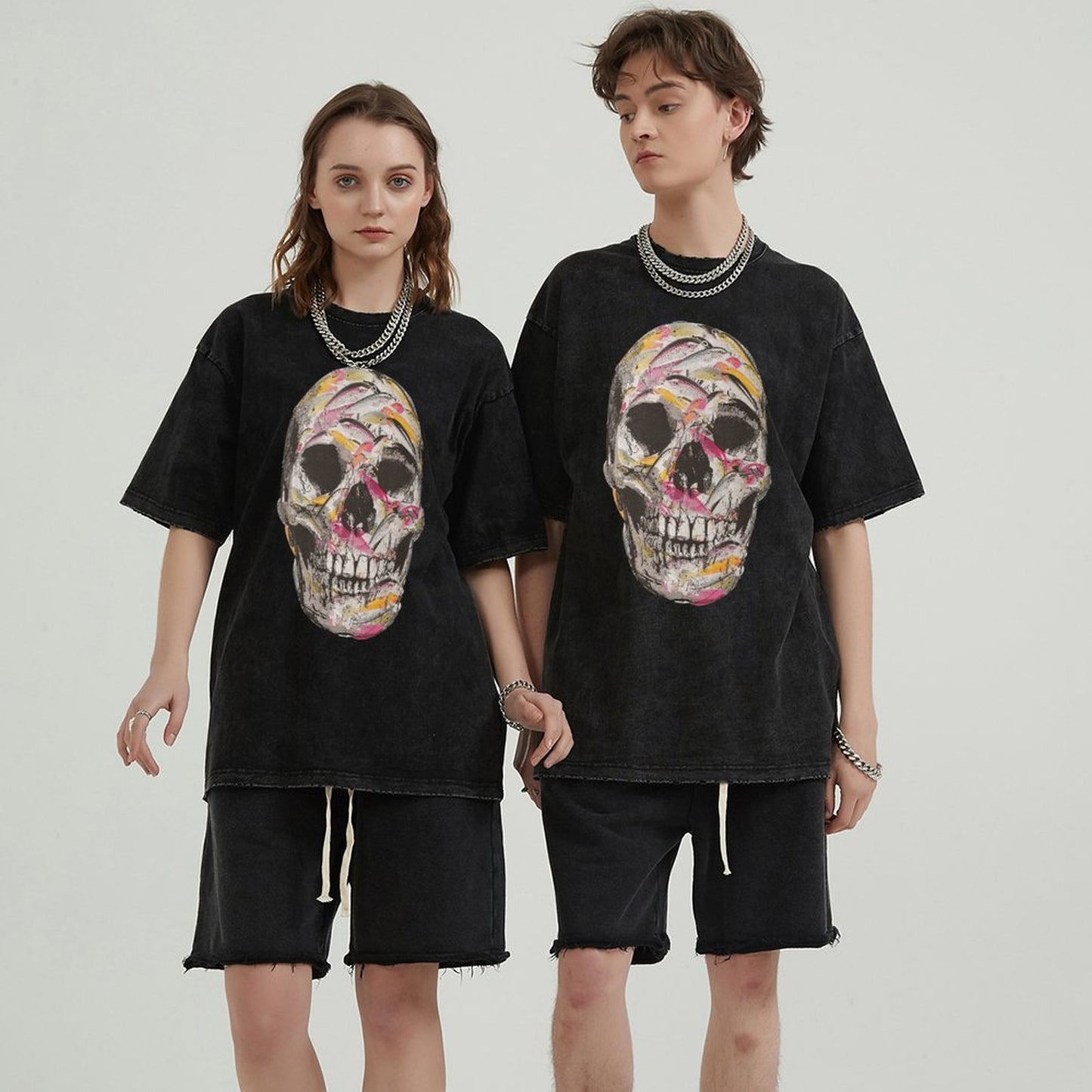 Mens Cotton Wash Solid T-Shirts Oversized Unisex Short Sleeve Streetwear Rap Hip Hop Basic Tee Tops 2305101610