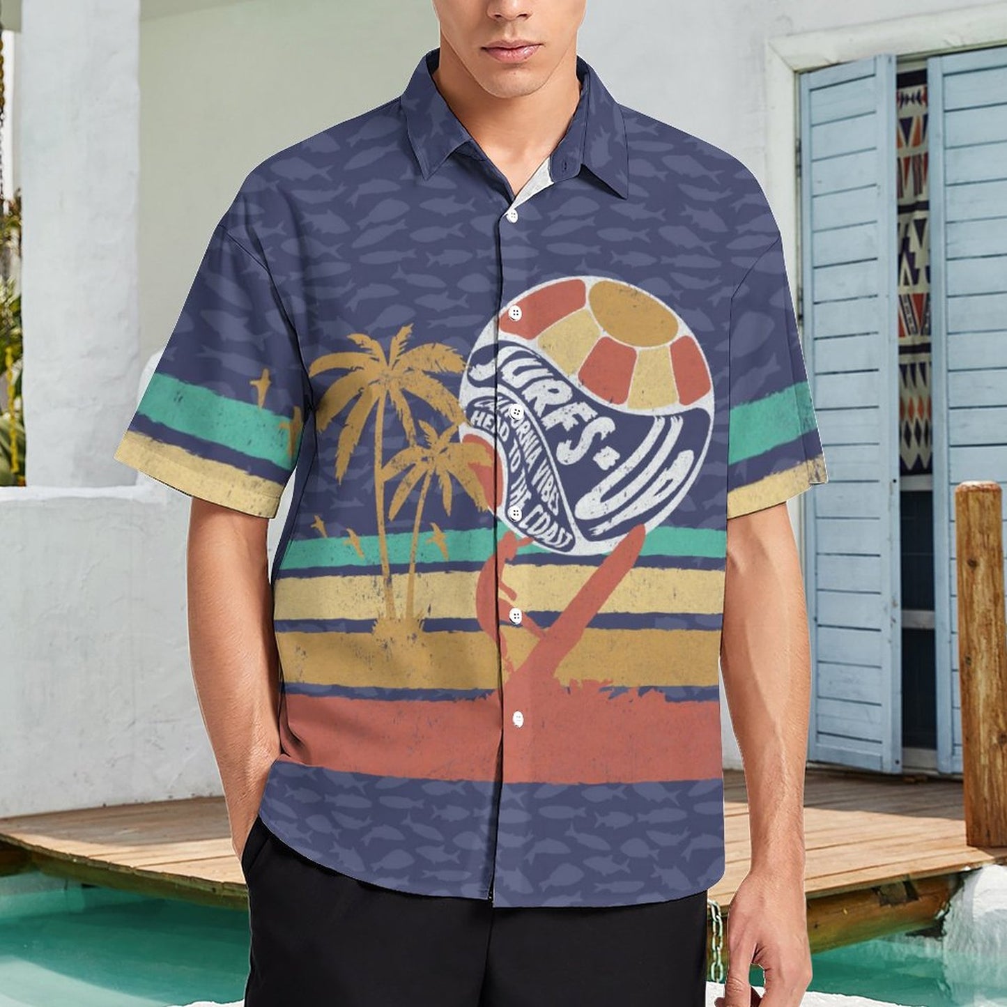 Men's Hawaiian Print Resort Shirt 2305103717