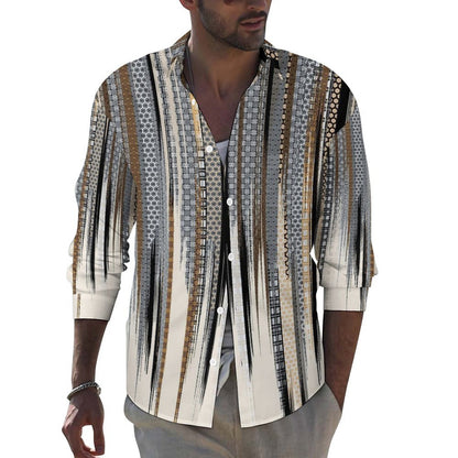 Men's Casual Printed Long Sleeve Shirt 2306103094