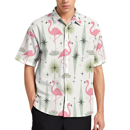 Men's Hawaiian Flamingo Print Vacation Shirt 2306101860