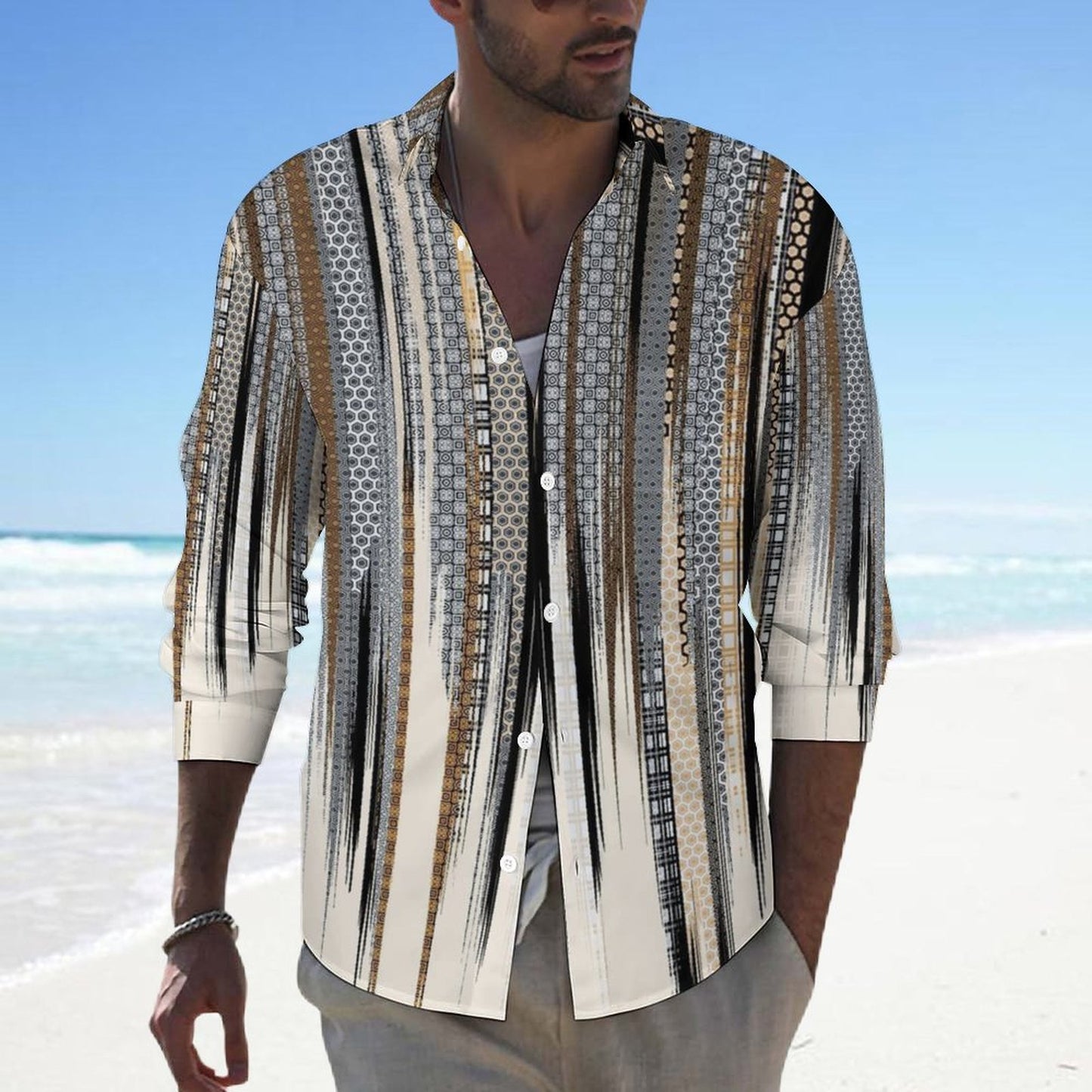 Men's Casual Printed Long Sleeve Shirt 2306103094
