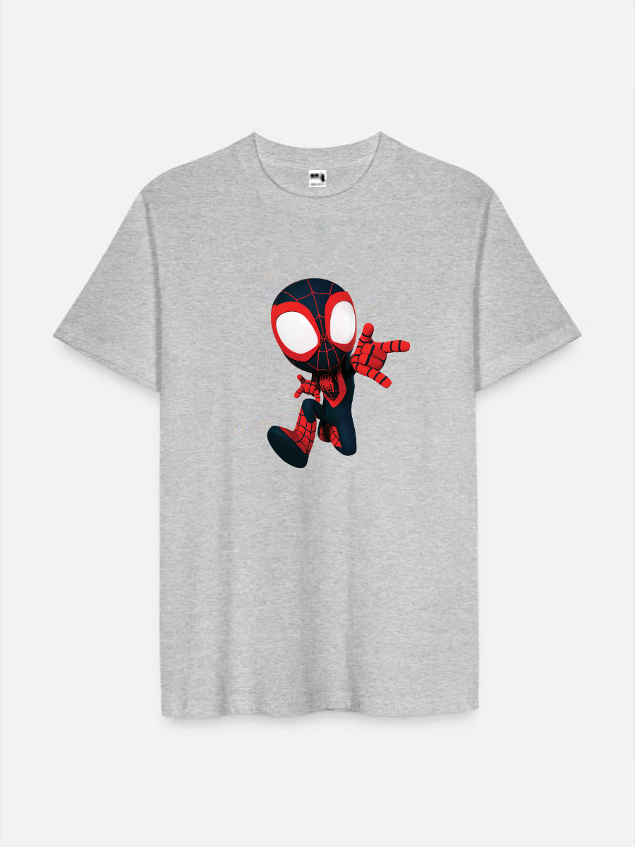 Men's Casual Mini Spider-Man Printed Round Neck Short Sleeve T-Shirt