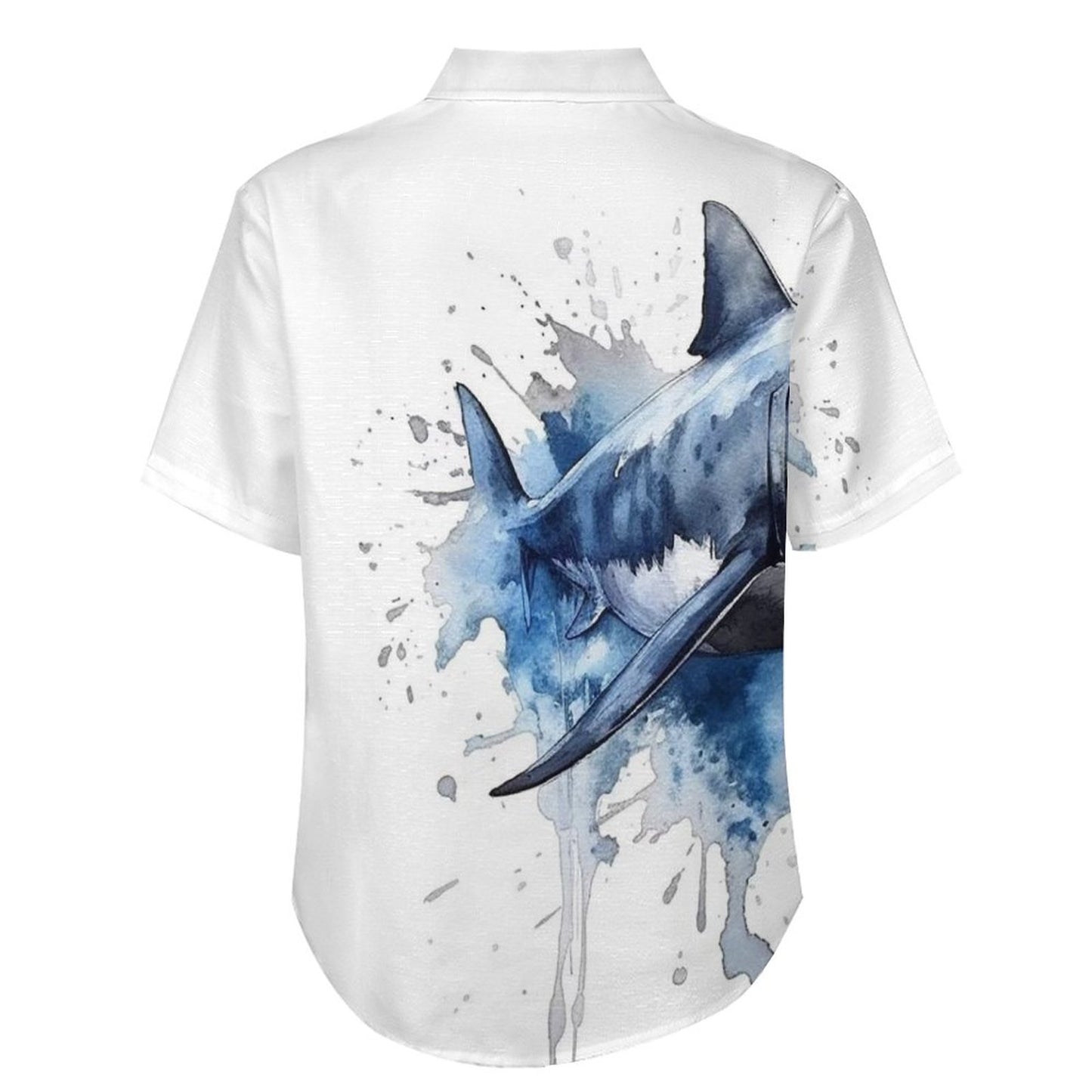 Men's Shark Painted Art Print Vacation Hawaiian Shirt