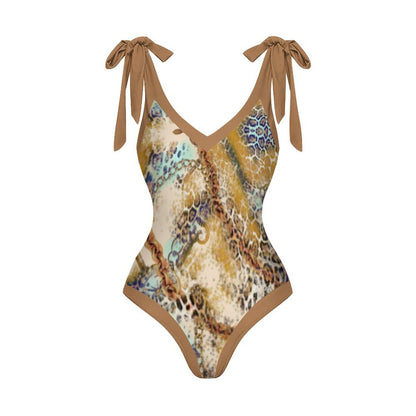Casual Printed One-Piece Swimsuit And Cover Up 2305102423