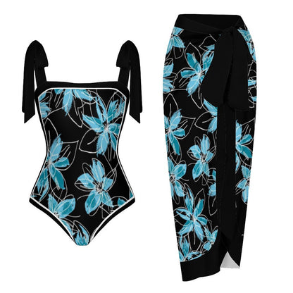 Fashion Printed One Piece Swimsuit And Cover Up 2305104485