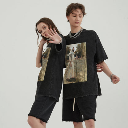 Unisex Vintage Solid Wash T-Shirts 2305103959