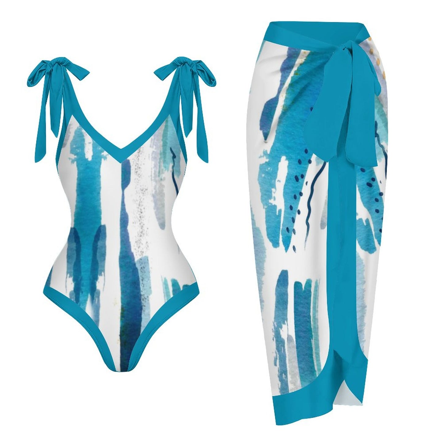Casual Printed One-Piece Swimsuit And Cover Up 2305103358