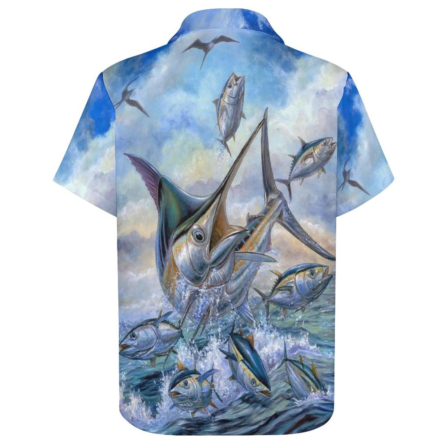 Men's Hawaiian Fish School Print Resort Shirt 2306101853