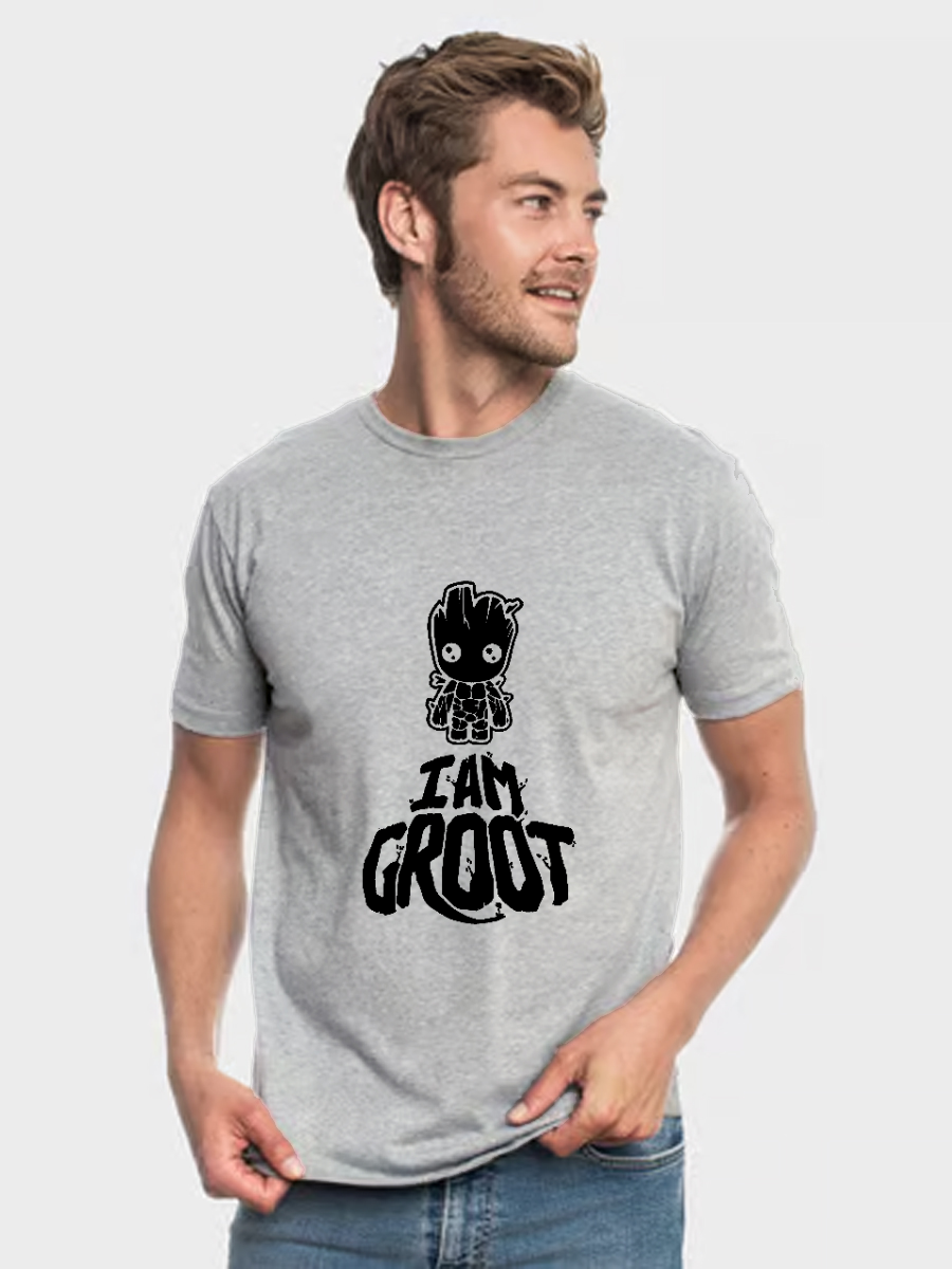 Men's Casual Groot Marvel Printed Round Neck Short Sleeve T-Shirt