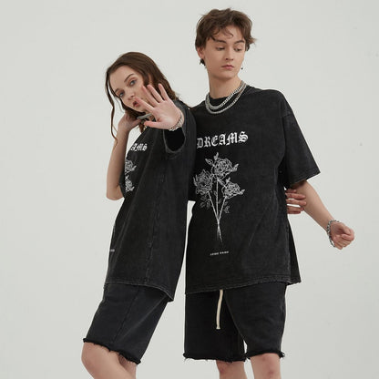 Unisex Vintage Solid Wash T-Shirts 2305102647