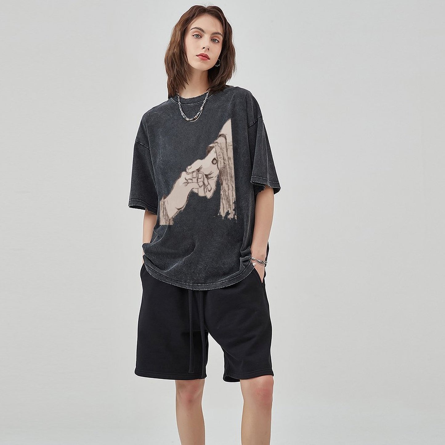 Unisex Vintage Solid Wash T-Shirts 2305103941