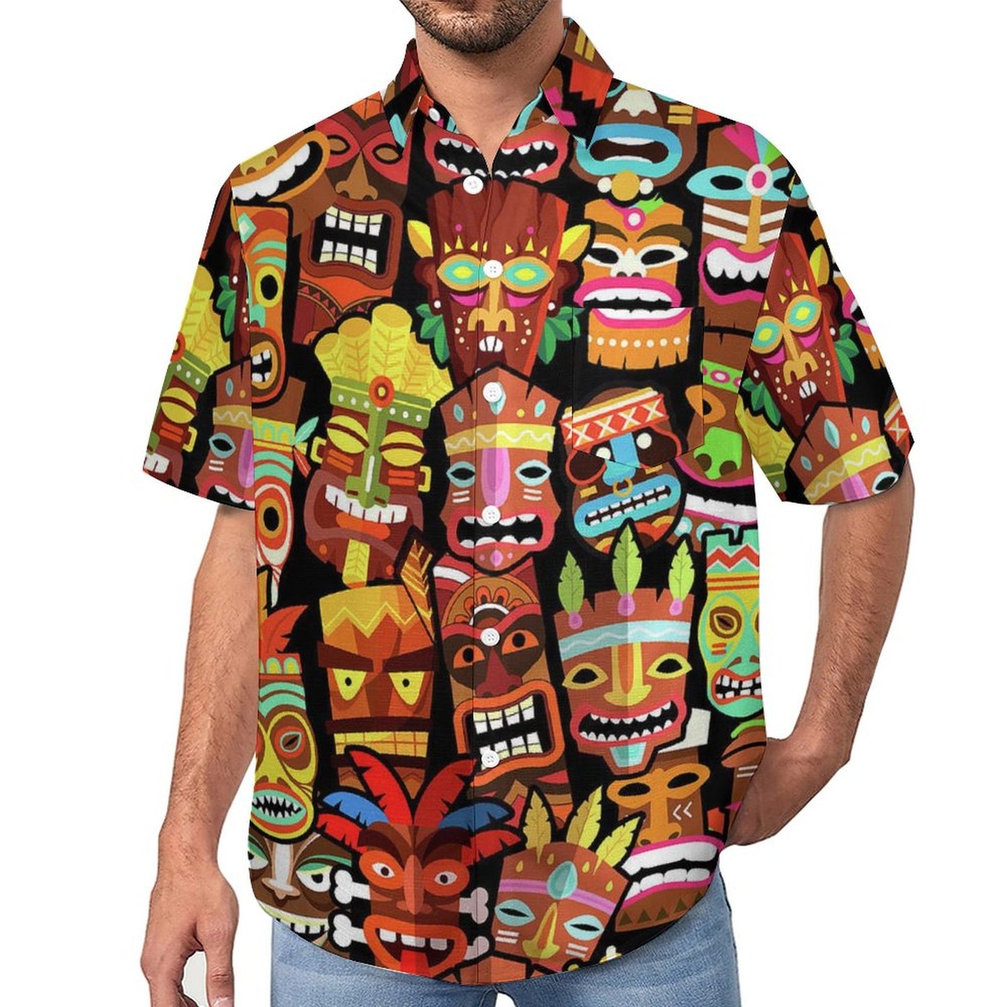Men's Abstract Print Short Sleeve Shirt  2305106441