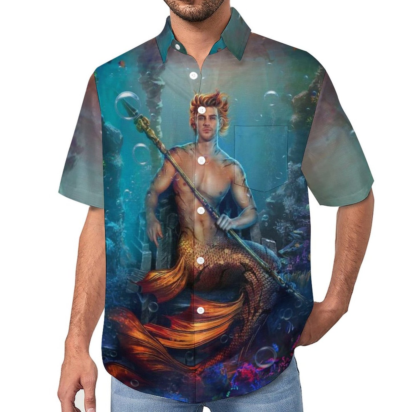 Men's Hawaiian Print Lapel Shirt 2304107116