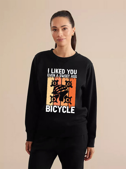 Unisex Round Neck Casual Bicycle Printed Long Sleeve Sweatshirt