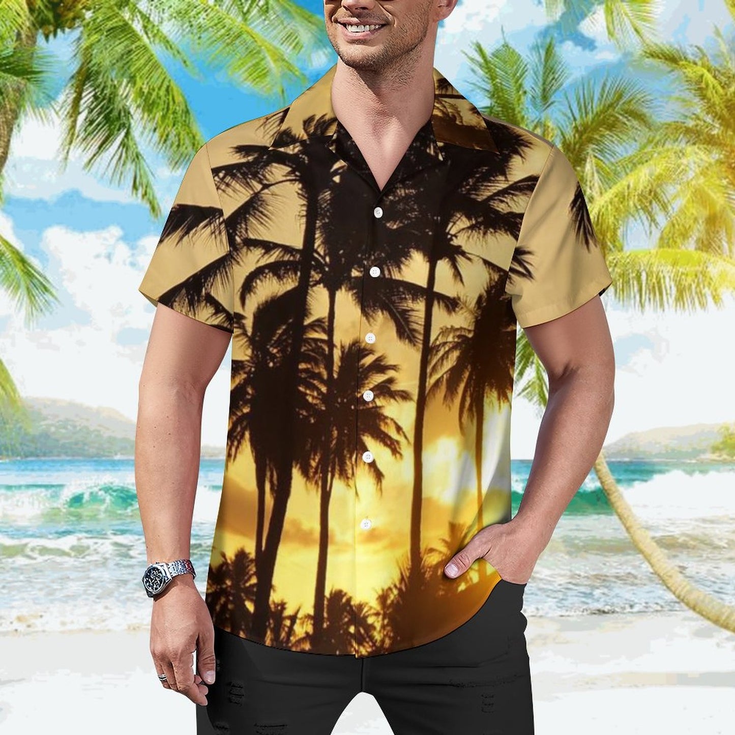 Men's Hawaiian Print Casual Shirt 2304107432