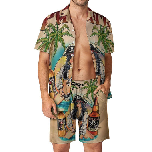 Men's Hawaiian Print Beach Two-Piece Suit 2305104104