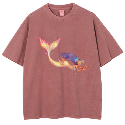 Mens Cotton Wash Solid T-Shirts Oversized Unisex Short Sleeve Streetwear Rap Hip Hop Basic Tee Tops