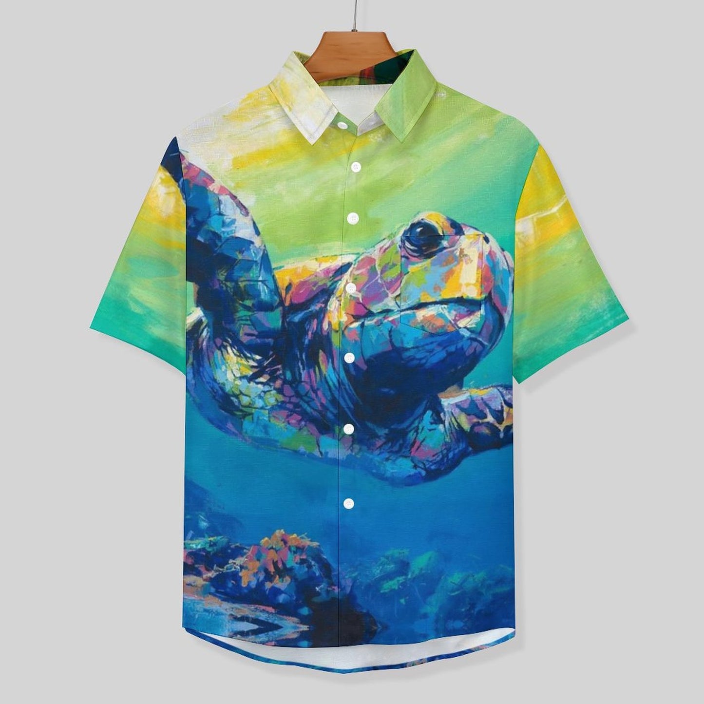 Men's Oil Painting Art Turtle Print Vacation Hawaiian Shirt 2305106496
