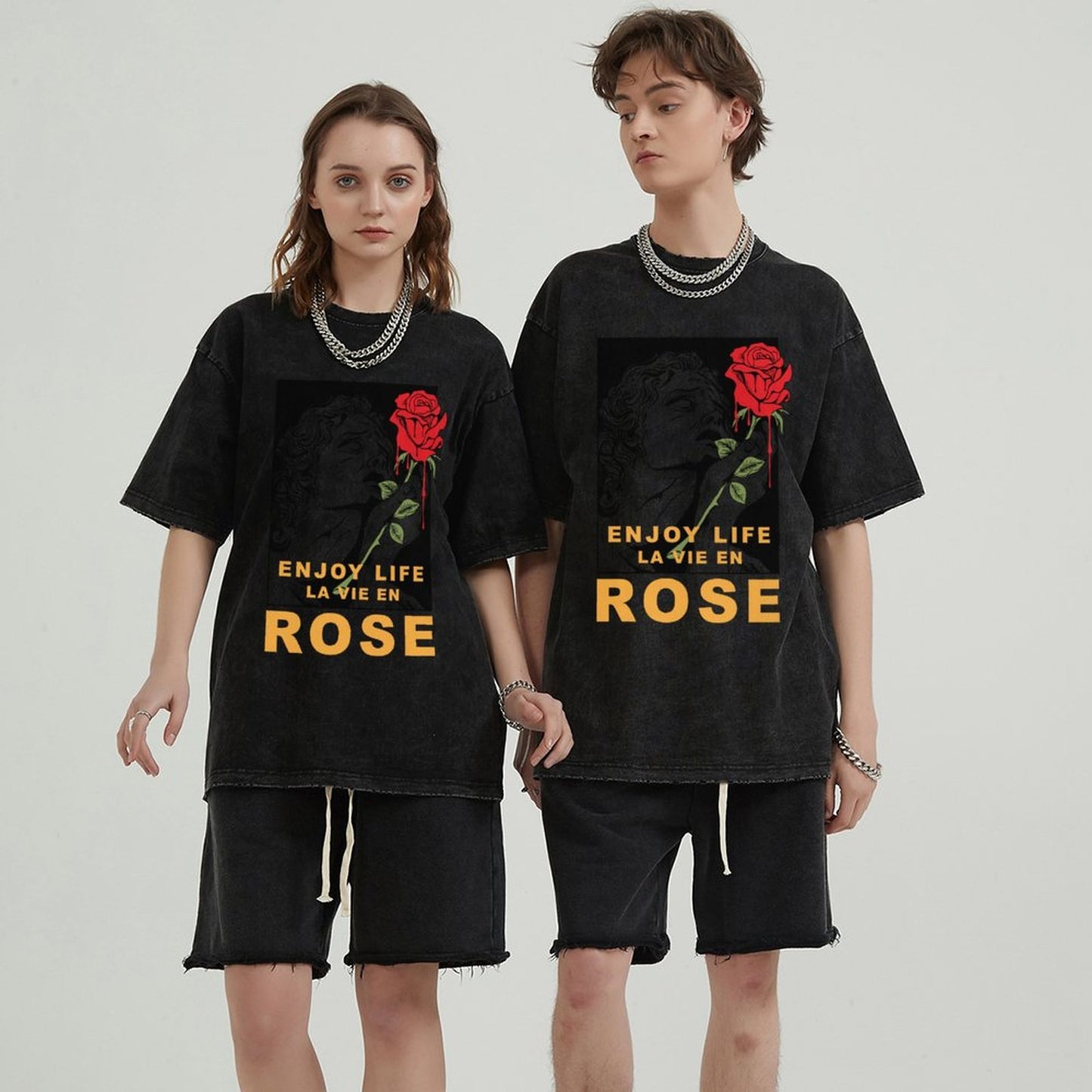 Unisex Vintage Solid Wash T-Shirts 2305102851