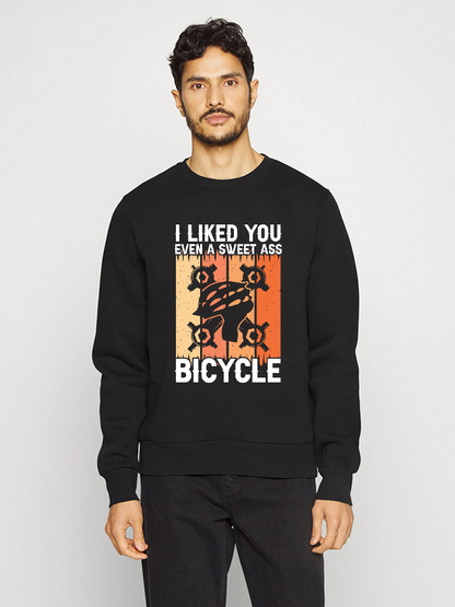 Unisex Round Neck Casual Bicycle Printed Long Sleeve Sweatshirt