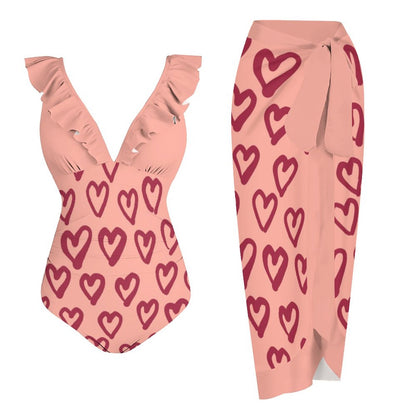 Casual Printed One Piece Swimsuit And Cover Up 2306103132