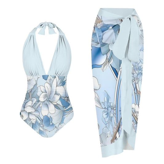 Casual Printed One Piece Swimsuit And Cover Up 2306103043