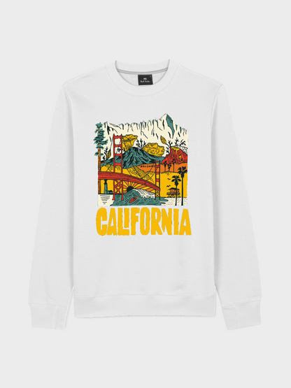 Men's Round Neck Casual California Printed Long Sleeve Sweatshirt