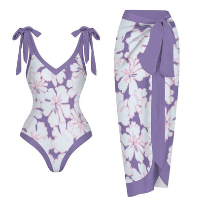 Casual Printed One-Piece Swimsuit And Cover Up 2305102451