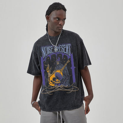Unisex Vintage Solid Wash Denim T-Shirts