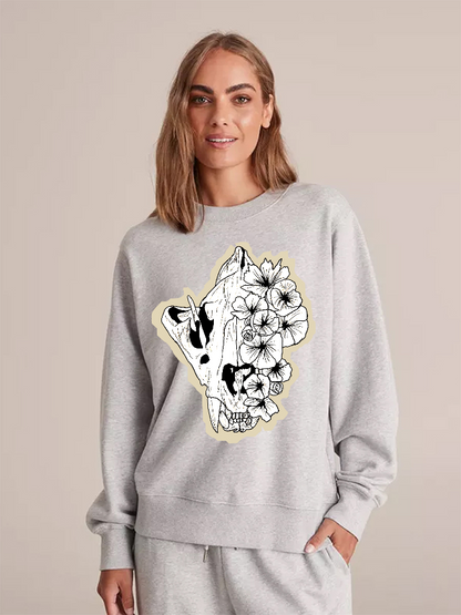 Unisex Round Neck Casual Printed Long Sleeve Sweatshirt
